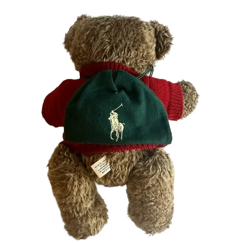 POLO Vintage 1998 Holiday Plush Teddy Bear Reindeer Sweater and Backpack VTG